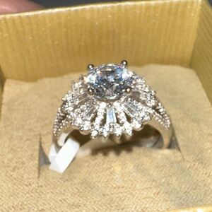 Lab diamond and sterling silver ring size 11 new